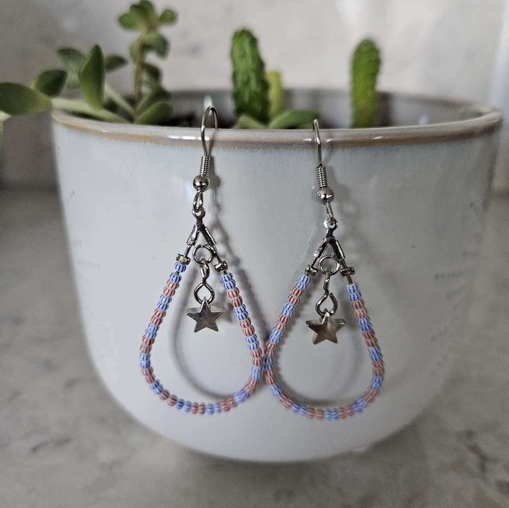 Patriotic Earrings, Hypoallergenic Ear Wires, NEW